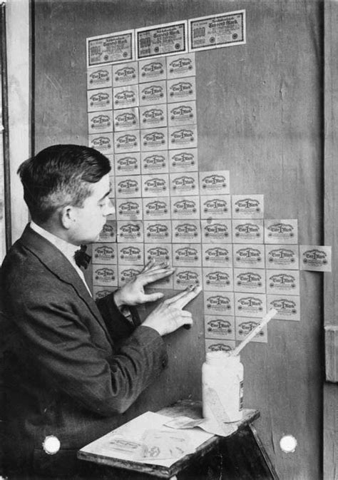 Using banknotes as wallpaper during German hyperinflation, 1923