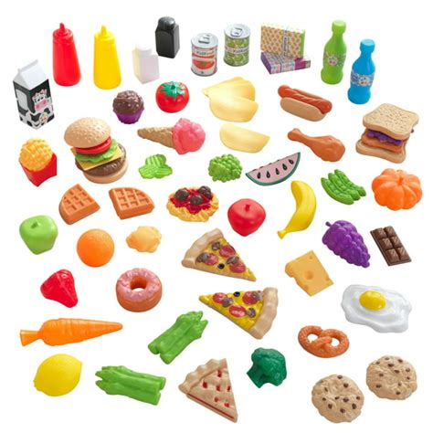 KidKraft 65-Piece Plastic Play Food Set for Play Kitchens, Fruits ...