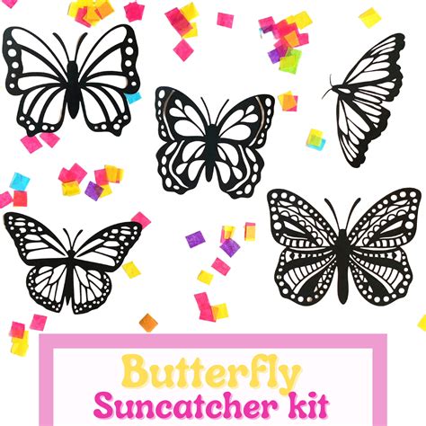 Butterfly Suncatcher KIT SET Kids Craft Kit Tissue Paper Crafts Gift ...