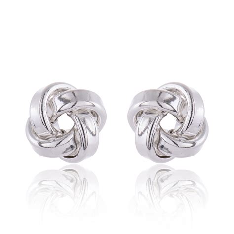 Silver knot stud earrings