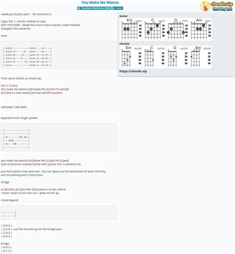 Chord: You Make Me Wanna - tab, song lyric, sheet, guitar, ukulele ...