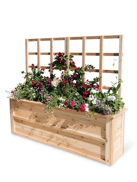 Cascade Tall Cedar Planter Box with Trellis | Planter box with trellis ...