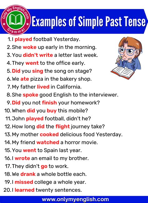 20 Examples of Simple Past Tense Sentences » OnlyMyEnglish | Simple ...