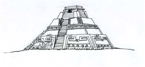 Mayan Temple Sketch at PaintingValley.com | Explore collection of Mayan ...