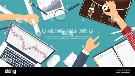 Vector illustration. Flat background. Market trade. Trading platform ...