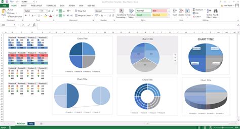 Excel Template – Blue Pie Charts