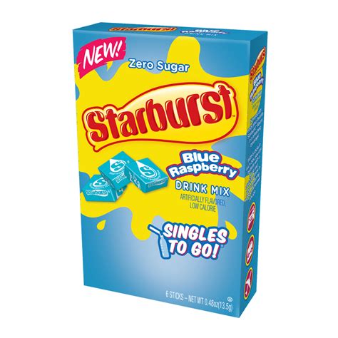 (6 Packets) Starburst Blue Raspberry Sugar Free, On-The-Go, Caffeine ...