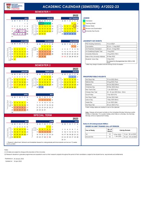 NTU-Academic-Calendar AY2022-23-(Semester) - JULY AUGUST SEPTEMBER S M ...