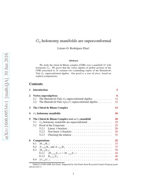 Holonomy Manifolds Are Superconformal: Lázaro O. Rodríguez Díaz | PDF ...