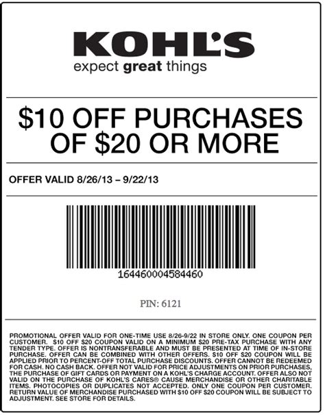 Kohl's: $10 off $20 Printable Coupon | Kohls coupons, Kohls printable ...