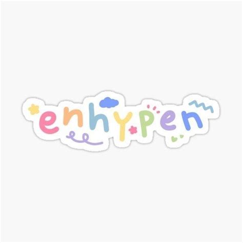 the word enhypen written in multicolored letters on a white background ...