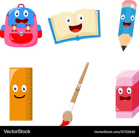 Cute school supplies cartoon Royalty Free Vector Image