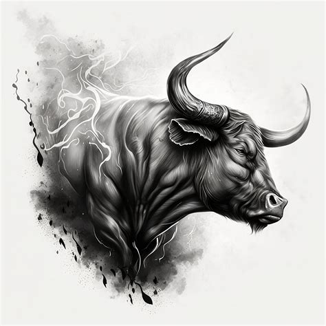 Bull Tattoo Design White Background PNG File Download High Resolution ...