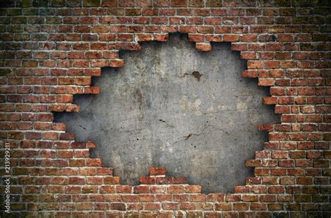 Old red brick wall damaged background Stock Illustration | Adobe Stock