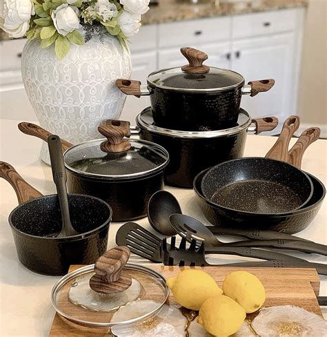 Granite Stone Classic Blue 15 Piece Pots and Pans Set, Nonstick ...