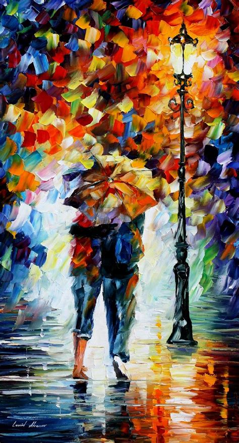 BONDED BY THE RAIN — PALETTE KNIFE Oil Painting On Canvas By Leonid ...