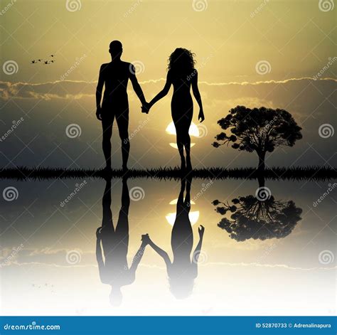 Adam And Eve In The Eden Stock Illustration - Image: 52870733