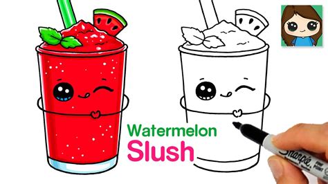 How to Draw a Watermelon Slushy Drink 🍉 - YouTube