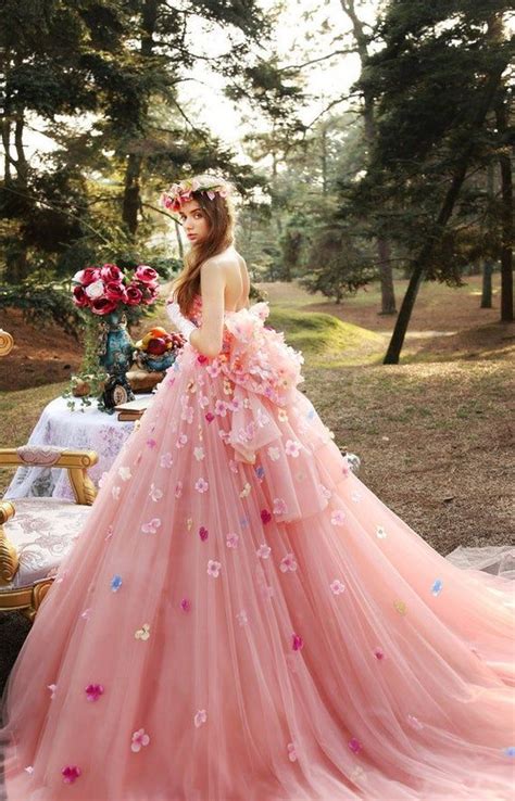 Dreamy Pink Princess Wedding Dress Made to Order Strapless - Etsy UK ...