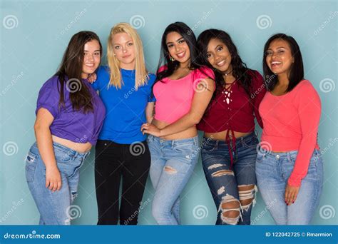 Group of Five Female Friends Stock Image - Image of friends, pretty ...