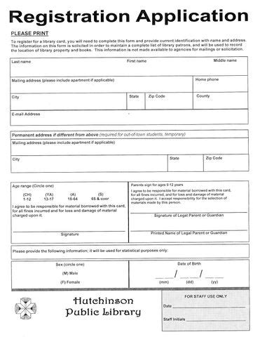 Library Card Application by M.L. Stephenson - Issuu