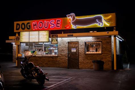 Night shot of Dog House Restaurant in Albuquerque, New Mexico. Featured ...