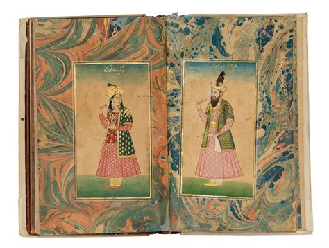 AN ALBUM OF PORTRAITS OF MUGHAL RULERS, THEIR ATTENDANTS, AND THEIR ...