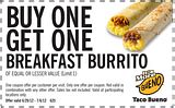 B1G1 Breakfast Burritos at Taco Bueno