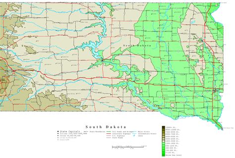 South Dakota Contour Map