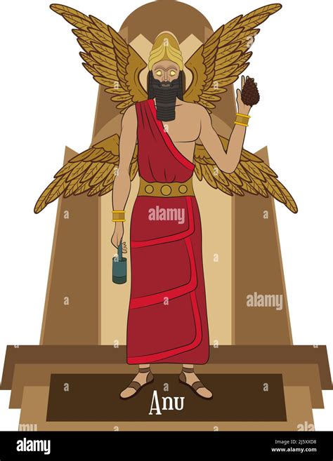 Illustration vector isolated of Mesopotamian mythical gods, Anu Stock ...