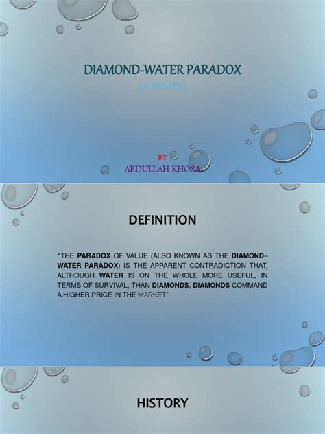 Diamond-Water Paradox: (A Theory) | PDF | Value (Economics) | Marginal ...