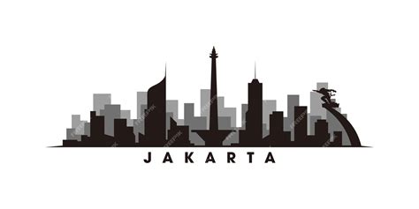 Premium Vector | Jakarta skyline and landmarks silhouette vector