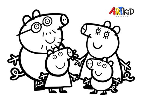 Peppa Pig Family | Free printable coloring pages | Coloring pages, Free ...