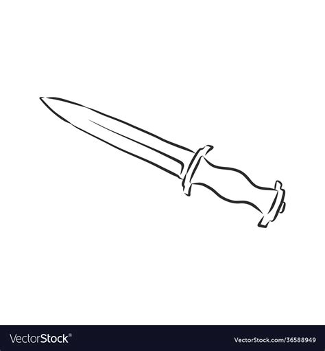 Dagger doodle style sketch hand drawn Royalty Free Vector