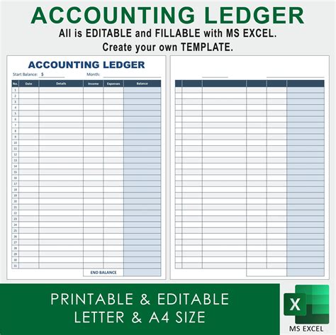 Account Sheet, Accounts Ledger, Bookkeeping Ledger, Profit Margin Sheet ...