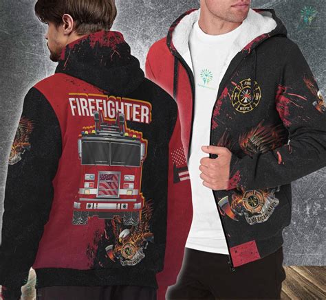 American Firefighter Boys Fire Department Truck Fireman Mens Sherpa ...