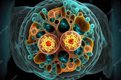 Premium Photo | Microbiological structure of cell in process of cell ...