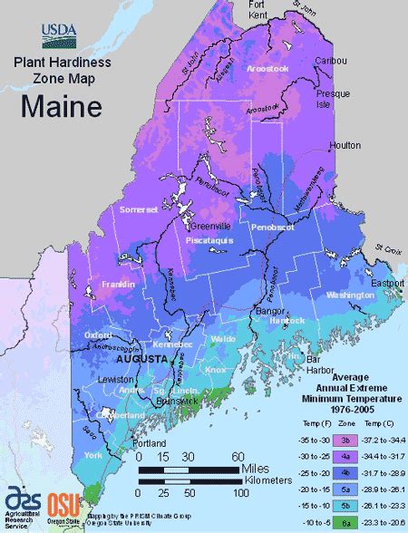 USDA Maine Hardiness Zone Map For Plants