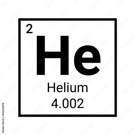 Helium periodic table element chemistry symbol. Vector helium atom gas ...