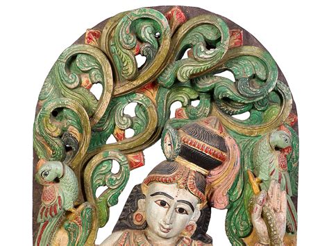 36" Large Wooden Kaliya Krishna (The Dance of Victory) | Exotic India Art