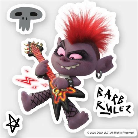 Trolls World Tour | Barb Shredding On Her Guitar Sticker | Zazzle ...