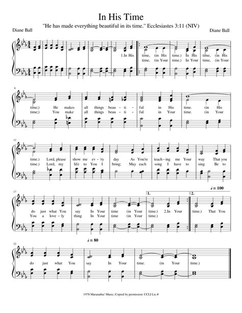 In His Time Sheet music for Piano (Solo) Easy | Musescore.com