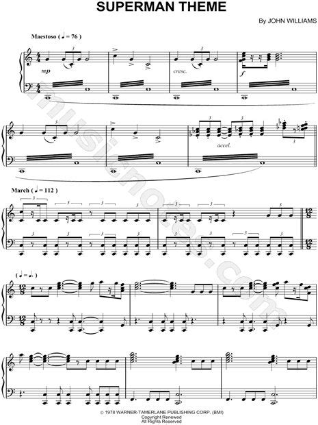 "Theme from Superman" from 'Superman' Sheet Music (Piano Solo) in C ...