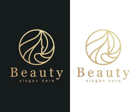 beauty logo creative salon hair care line art emblem circle women ...