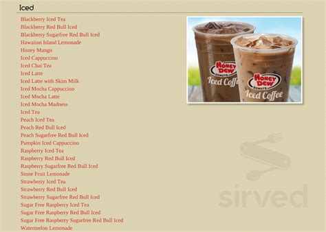 Honey Dew Donuts menu in Seekonk, Massachusetts, USA