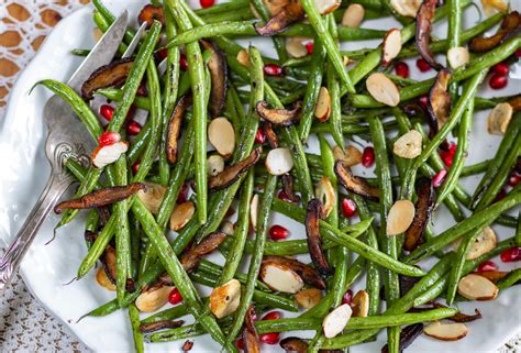 Haricot Vert with Garlic, Almonds, Pomegranate Seeds and Shiitake ...