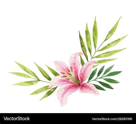 Watercolor bouquet with lily flower Royalty Free Vector