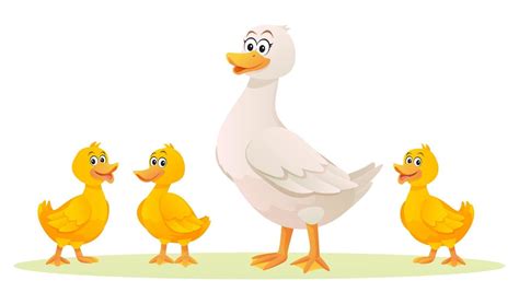 Duck with her cute ducklings cartoon illustration 6607798 Vector Art at ...