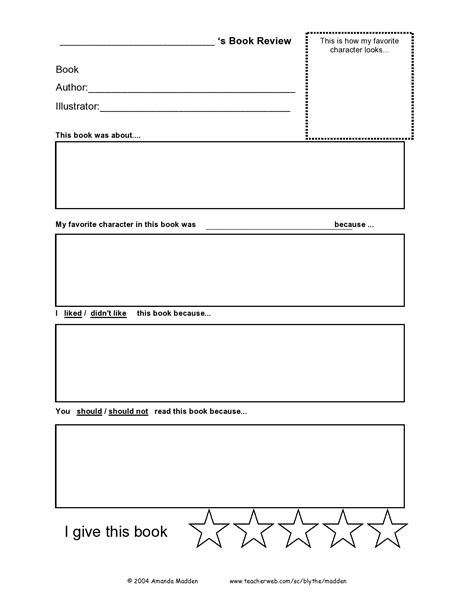 Printable Book Review Template