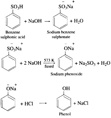 How is phenol (carbolic acid) prepared from benzene sulphonic acid ...